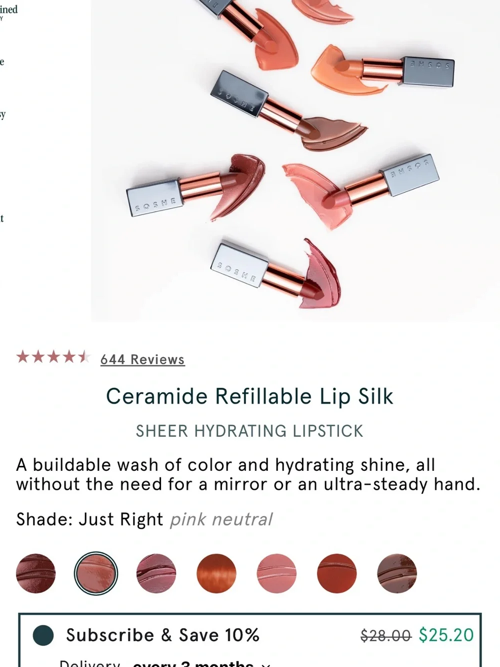 Ceramide Refillable Lip Silk — Just Right Pink Neutral